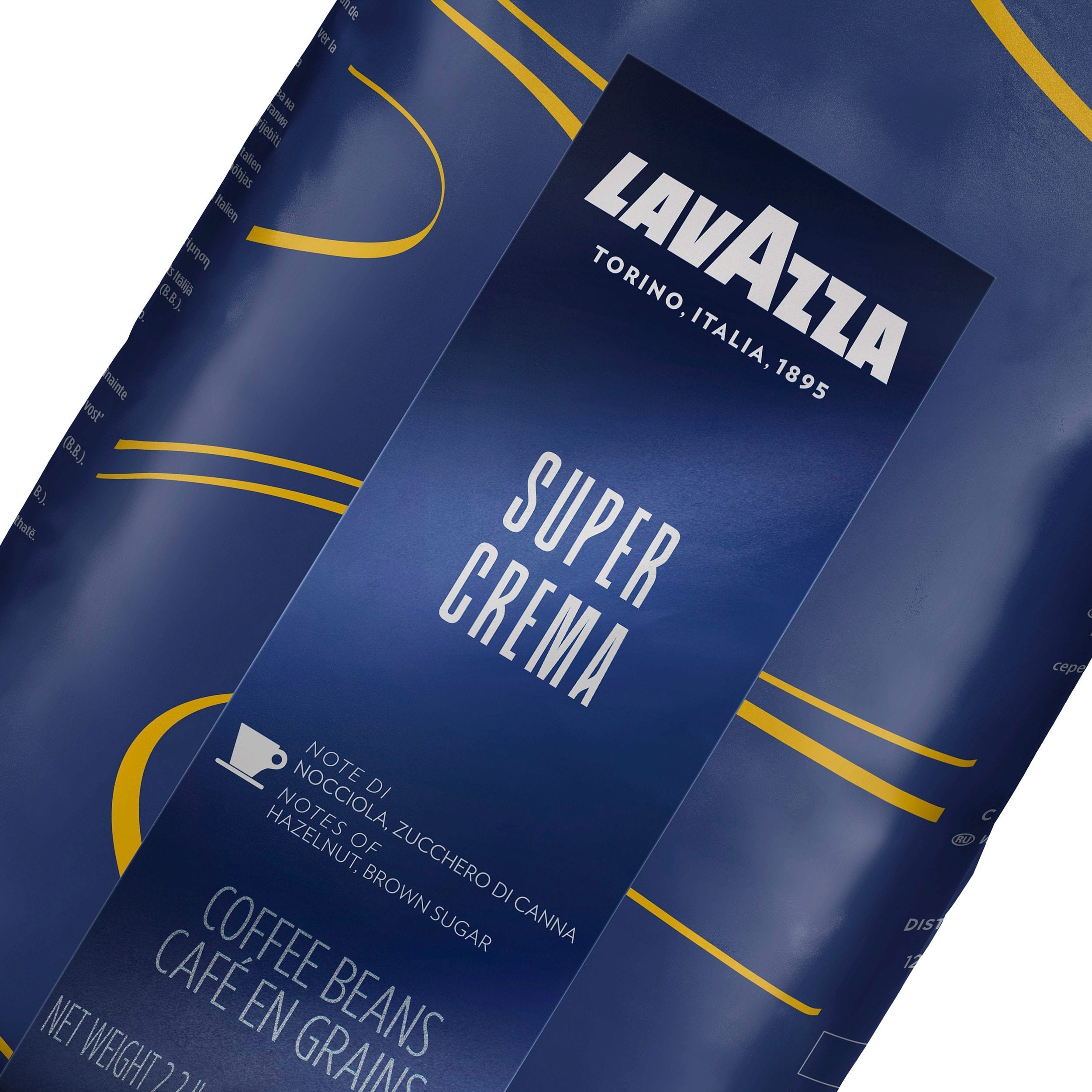 Lavazza Super Crema Coffee WholeBean Notes of Hazelnut Brown Sugar